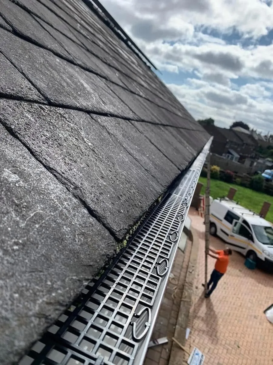 Gutter guard fitted on a slate roof in Marazion